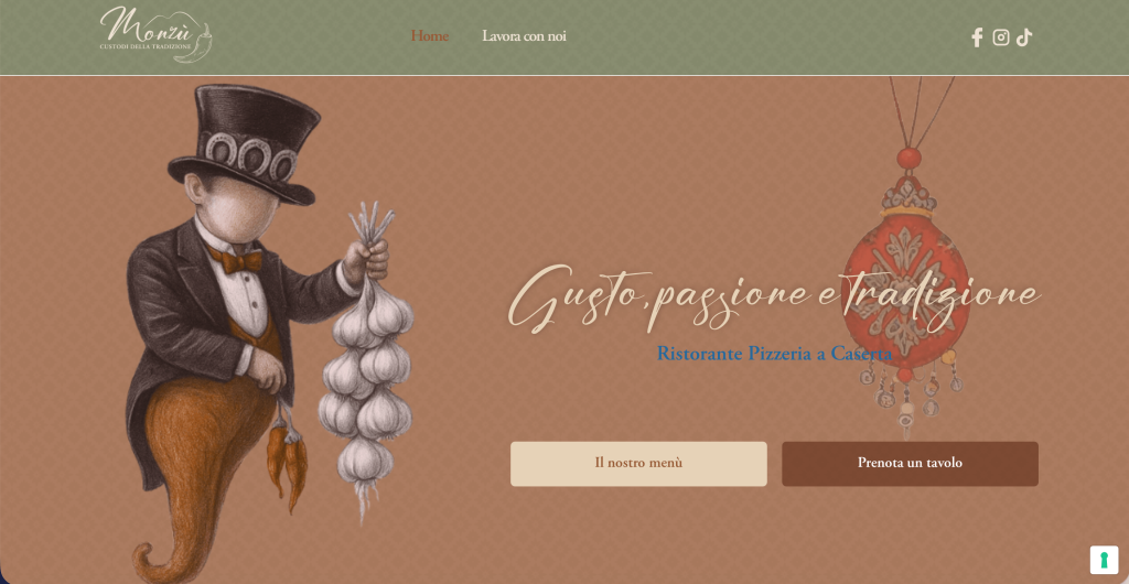 Anteprima del progetto Monzù Trattoria — Sito Web · Ristorazione